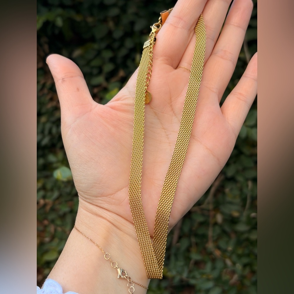 Gold Mesh Chain Necklace - Stainless Steel - Picture 3 of 3